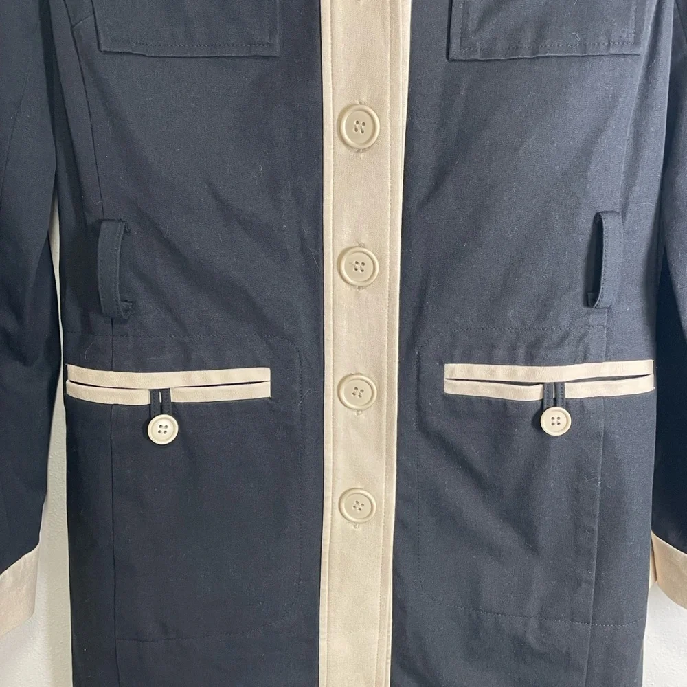 INC Black and Cream Trench Coat - Picture 5 of 9